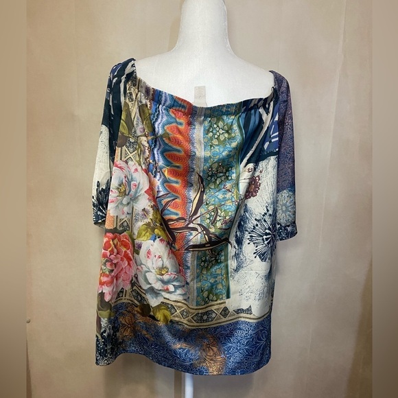 Chico's women's 2 (Large) botanical feminine off the shoulder top 3/4 sleeve EUC - Picture 6 of 10